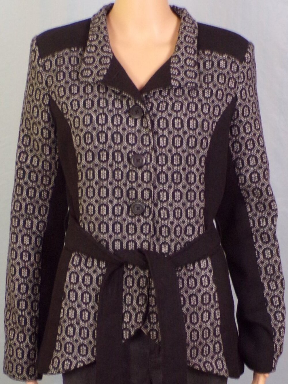BB DAKOTA size L Jrs black/gray blazer polyester/viscose/wool hand wash or DC